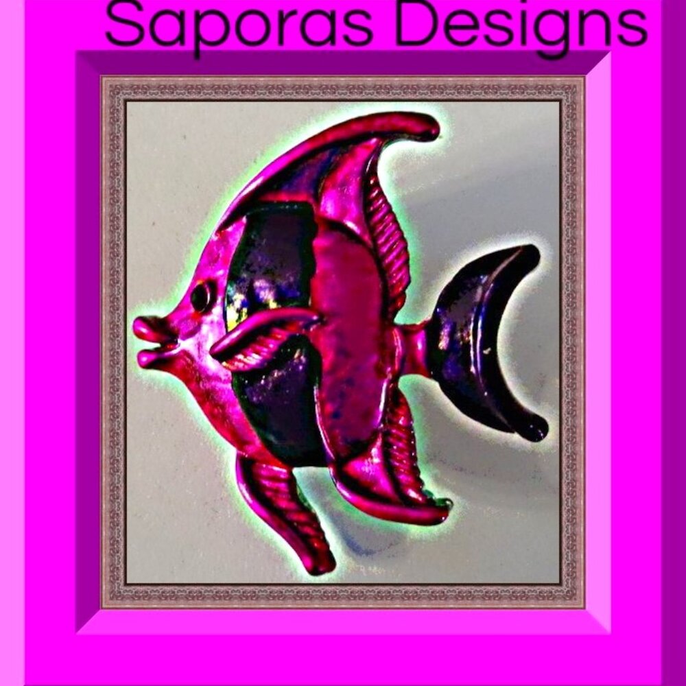 Purple Fish Design Brooch With Black Crystal Eyes!